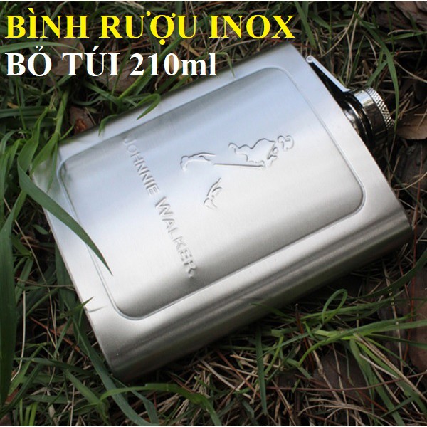 [210ML] Bình rượu inox bỏ túi 7oz, khắc J.W