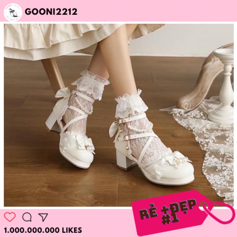 Giày sandal cao gót phong cách lolita Nhật Bản kiểu dáng tiểu thư thời trang 2022 dành cho nữ