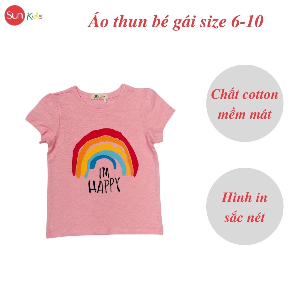 Áo thun cho bé gái, áo phông bé gái chất cotton mềm mát, size 6 - 10 tuổi - SUNKIDS