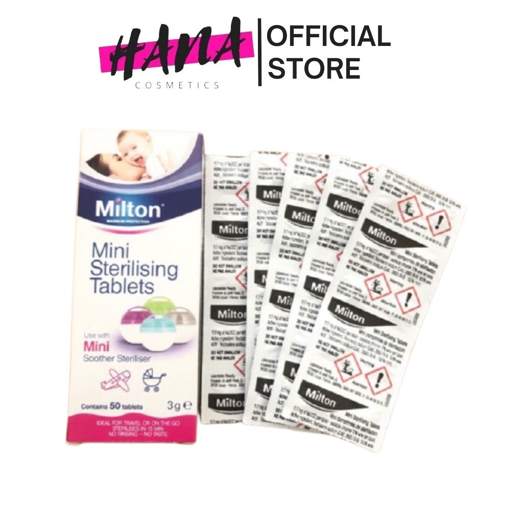 Hộp 50 Viên Tiệt Trùng Milton Dùng Cho Cốc Nguyệt San, Núm Ti, Bình sữa, Khử khuẩn, Làm Sạch, Ngăn Ngừa Vi Khuẩn