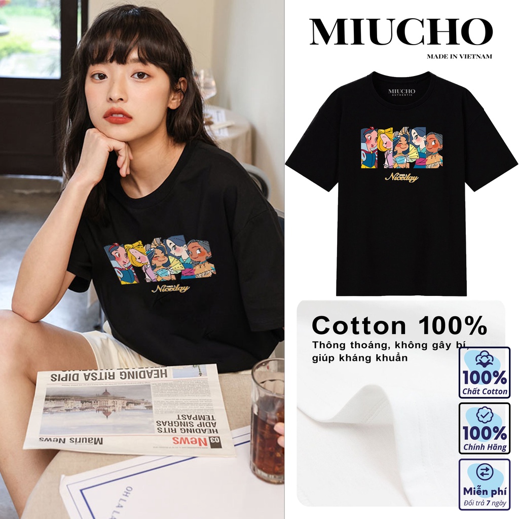 Áo phông nữ form rộng tay lỡ unisex đẹp, áo thun nữ form rộng tay lỡ unisex cotton hàn quốc AT099 Miucho in hình