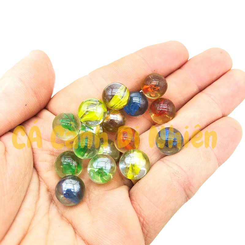 Viên bi ve NHÍ 8 khía 200 gram  size 1.1 cm trang trí hồ cá