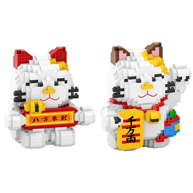 [1000+ chi tiết] Bộ Lắp Ghép Lego Hình Mèo Thần Tài - Xếp hình trí tuệ