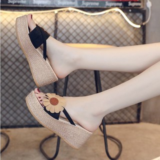 (Sẵn Hồng 38) Dép xỏ ngón Nữ Đế 7 phân Đính hoa thời trang