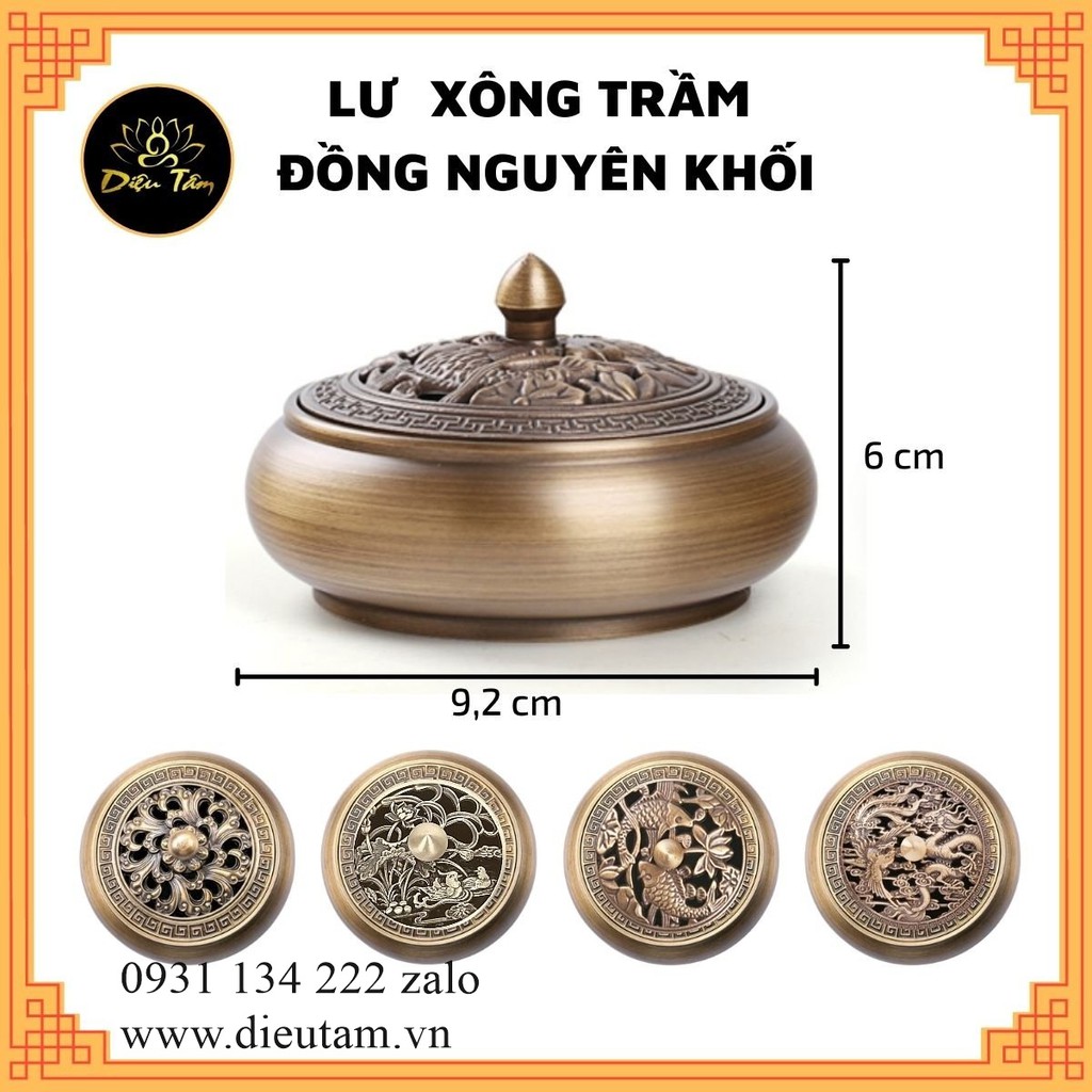 Lư đồng đốt trầm thay cho lư điện- lò đốt đỉnh trầm bằng đồng nguyên chất khối đúc liền