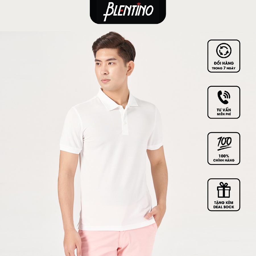 Áo thun nam polo có cổ tay ngắn Blentino PL 16820 mềm mịn form SlimFit