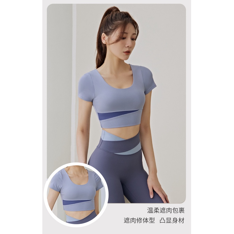 Áo Thun Thể Thao Ngắn Tay Có Mút Ngực Màu Sắc Thời Trang Cho Nữ