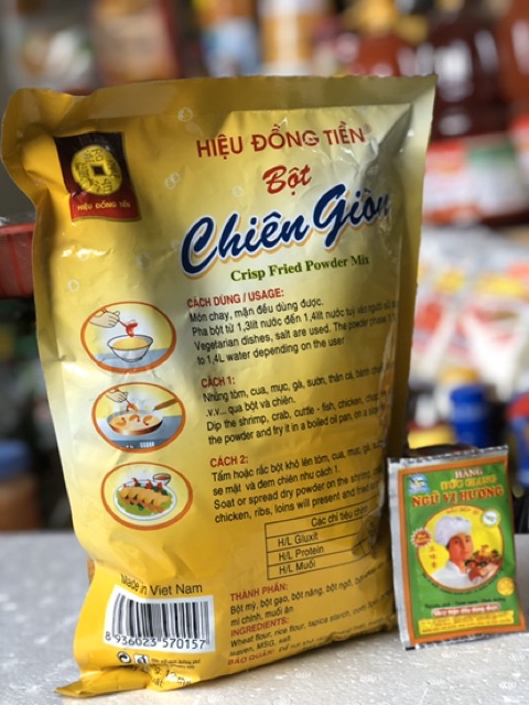[DATTE MỚI] BỘT CHIÊN GIÒN HIỆU ĐỒNG TIỀN 1KG - HÀNG CHUẨN CÔNG TY - TẶNG 1 GÓI NGŨ VỊ HƯƠNG