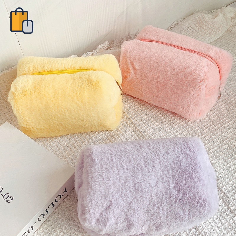 Túi Đựng Mỹ Phẩm/Đồ Trang Điểm Du Lịch Có Khóa Kéo Màu Sắc Macaron Xinh Xắn