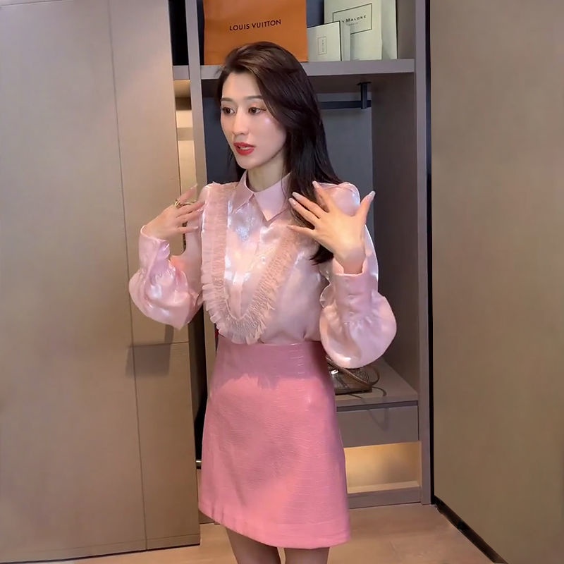 Áo sơ mi voan tơ kính tay dài siêu tiểu thư