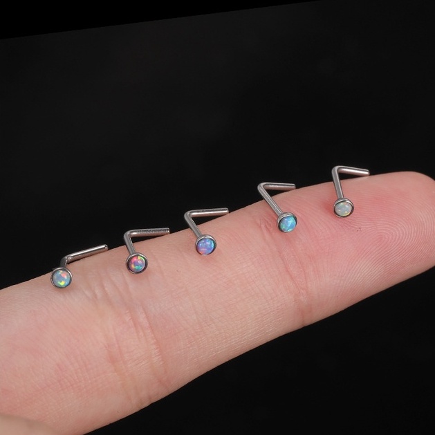 Khuyên Mũi Đính Đá Opal Nhiều Màu Thép Không Gỉ