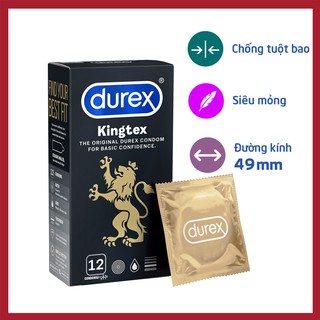 Bao cao su size nhỏ durex kingtex chính hãng 12 cái - ôm sát, chống tuột