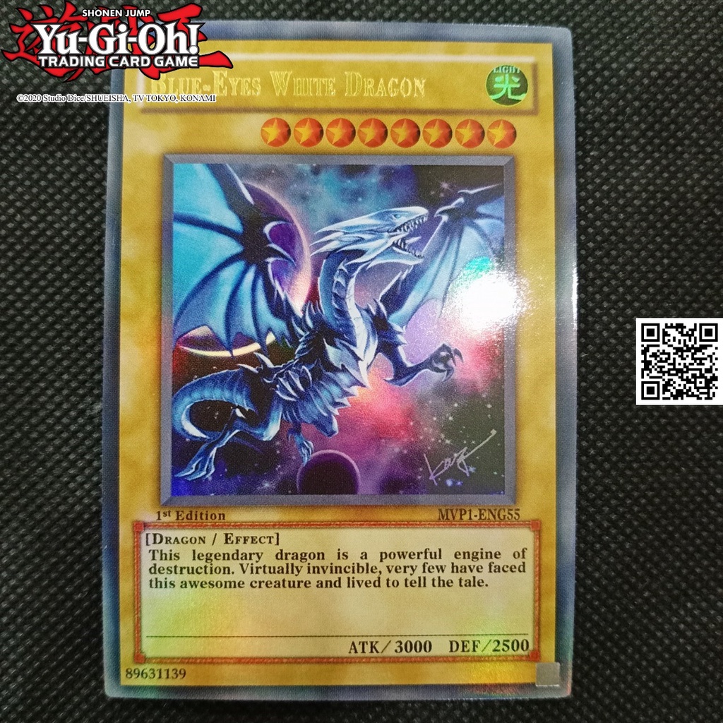 XÃ HÀNG Lá Yugi Oh Blue Eyes White Dragon có tem bạc phản quang bài hiệu ứng phản quang TẶNG Sleeves bọc bài 1458 D2 106