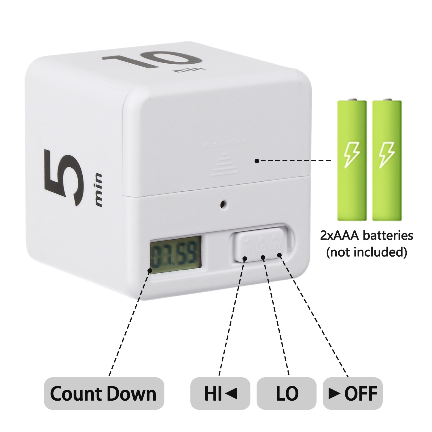 JANE 1 3 5 10 Minutes Cube Gravity Sensor Flip Kitchen Timer For Kids Time|15 20 30 60 Minutes Workout Timer Game Timer