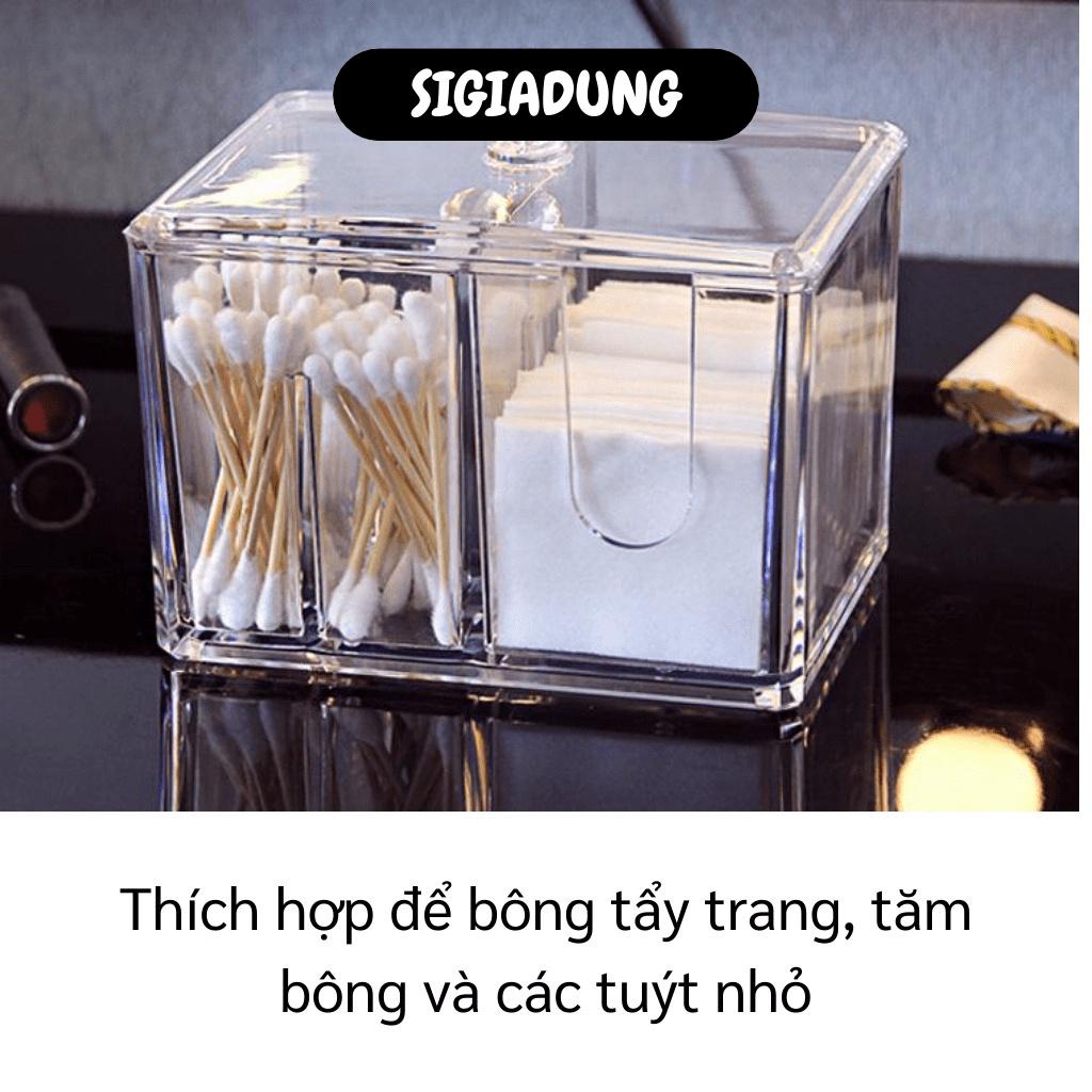 [SGD] Hộp Đựng Bông Tẩy Trang - Khay Kệ Đựng Son, Tăm Bông Trong Suốt, Không Bị Ố Màu 4925