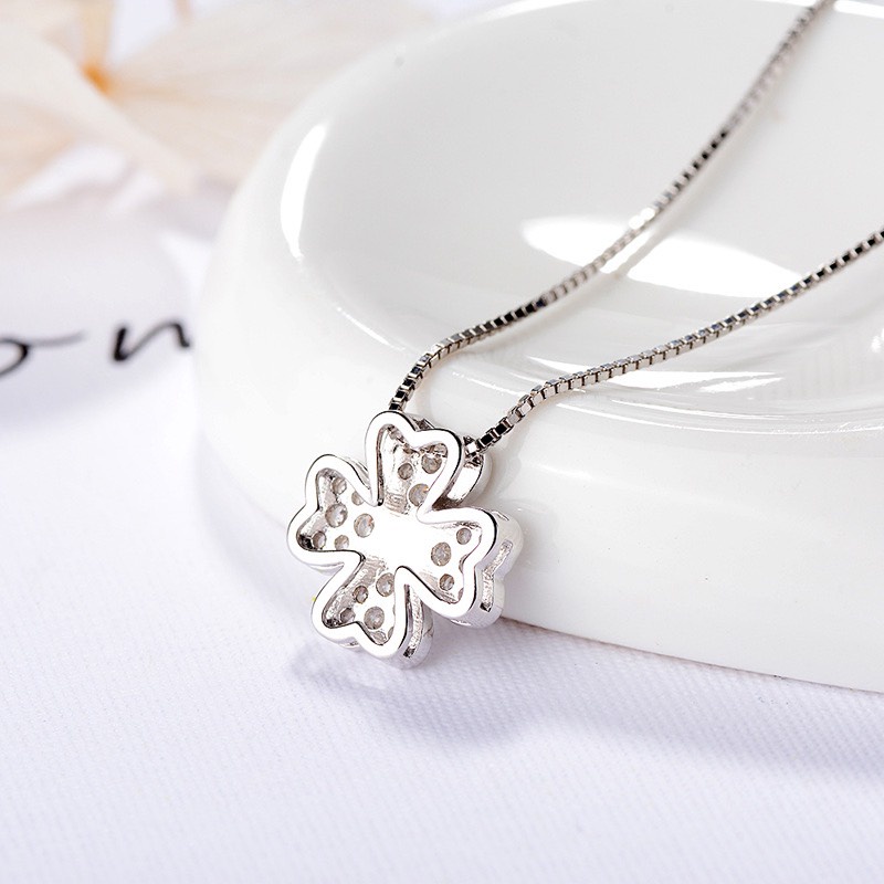 Dây chuyền bạc 925 cỏ bốn lá may mắn Dế Bạc -BO0004-2