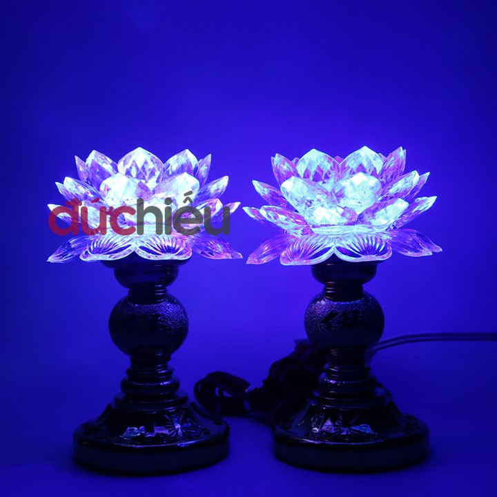 Bộ 2 đèn thờ cúng hoa sen đổi 7 màu TC1, đèn để bàn thờ, đèn hoa sen | Đức Hiếu Shop