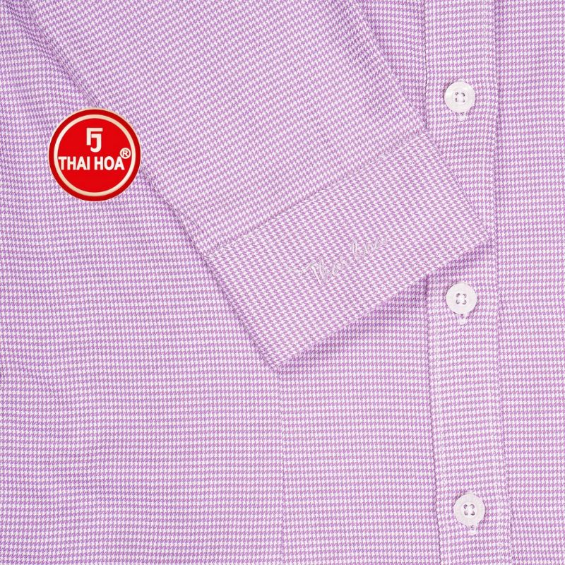 Áo sơ mi nữ Thái Hoà 65-05-01 màu tím vải sợi tre pha caro nhuyễn