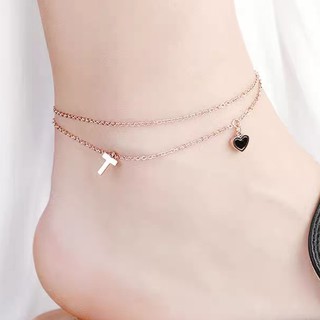 Lắc chân titan không đen không rỉ trái tim chữ T