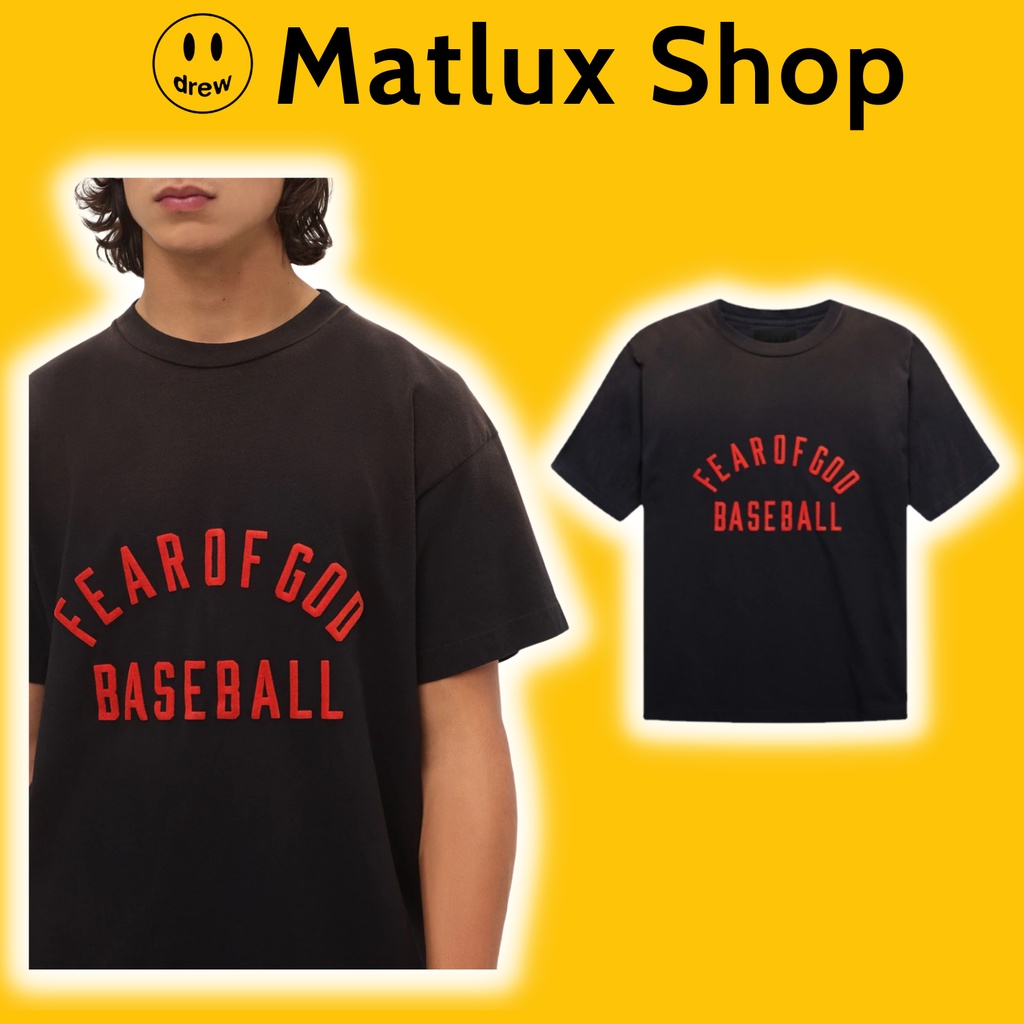 Áo thun Fear Of God FOG 7TH Collection Baseball màu đen chất liệu vải cotton cao cấp, Áo tee FOG Baseball unisex oversiz
