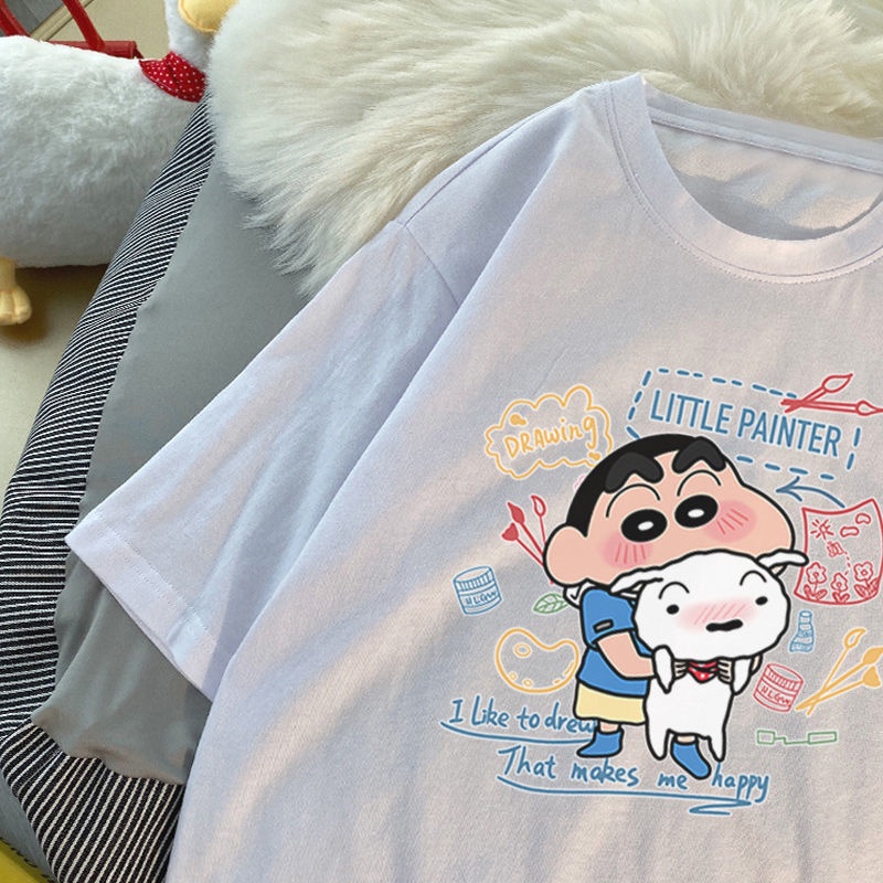 Áo Thun Cotton Tay Ngắn Dáng Rộng In Hình Cậu Bé Bút Chì Shin-Chan Phong Cách Thời Trang Mùa Hè Hàng Mới 2022 Dành Cho Nữ