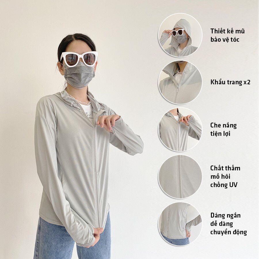 Áo chống nắng thông hơi 1 lớp vải siêu mát cao cấp ALALA