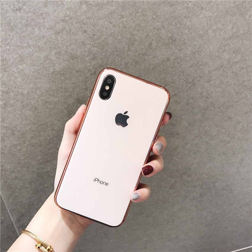 Ốp Iphone Giả Kính Viền Si ( Ốp cứng )