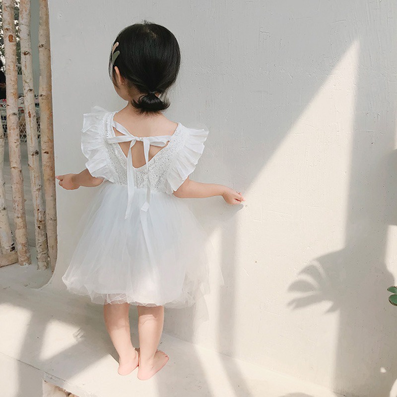 Đầm Tutu Sát Nách Phối Lưới Thoáng Khí Thời Trang Cho Bé Gái