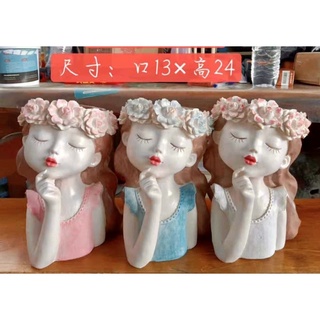 Bình hoa cô gái, Lọ hoa, chậu hoa, chậu trồng cây sen đá, lọ đựng bút hình cô gái