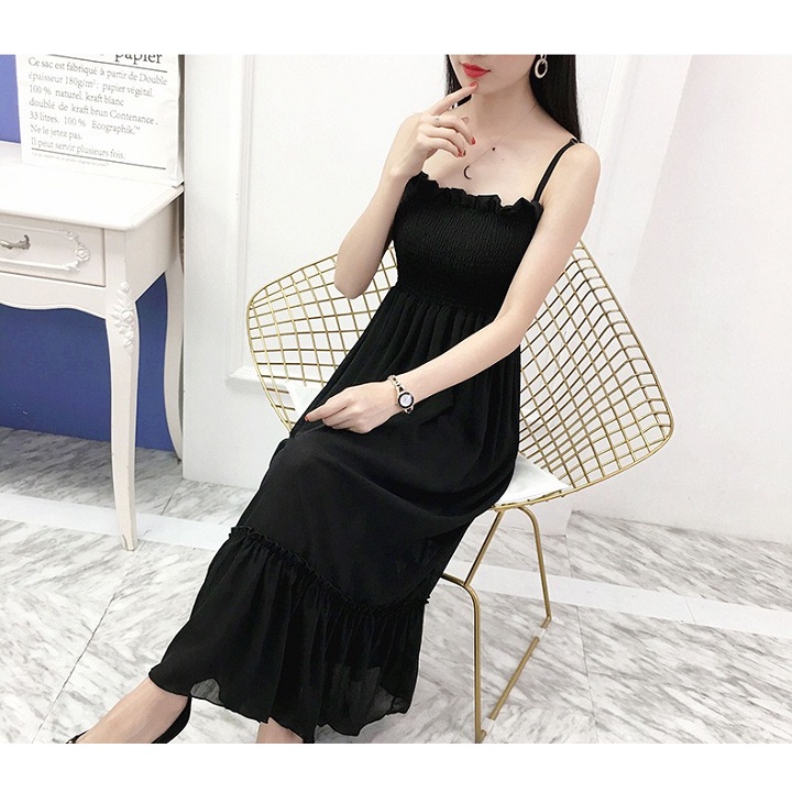 Đầm maxi voan hai dây dáng dài dễ thương