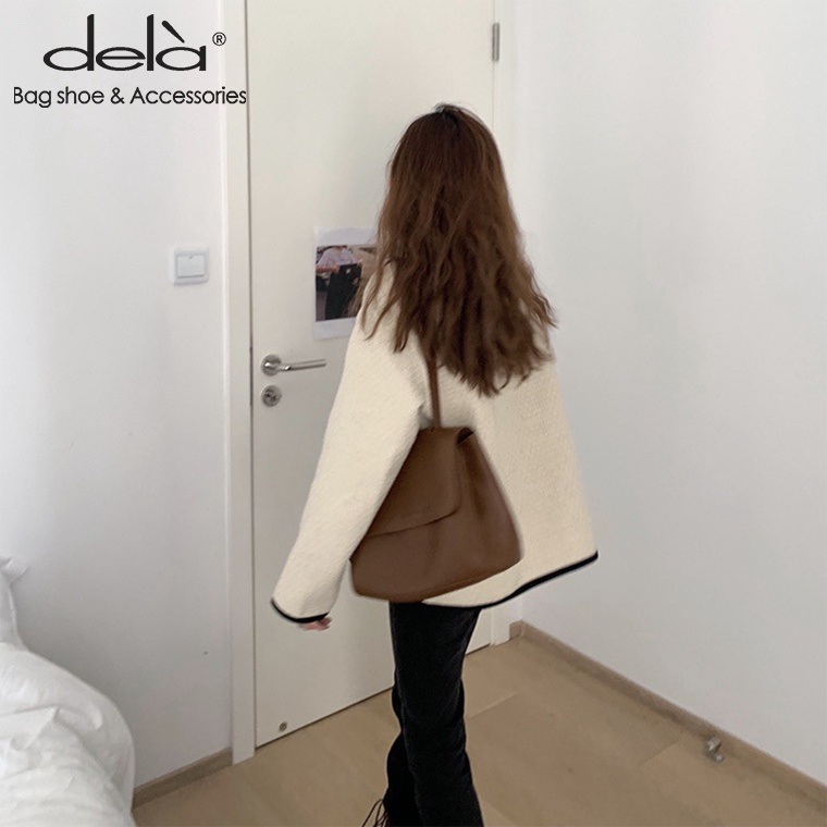 Dela Túi Xách Da pu Nắp Gập Hai Dây Đeo Một Bên Vai Có Khóa Nam Châm Thời Trang Khí Chất Dành Cho Bạn Nữ