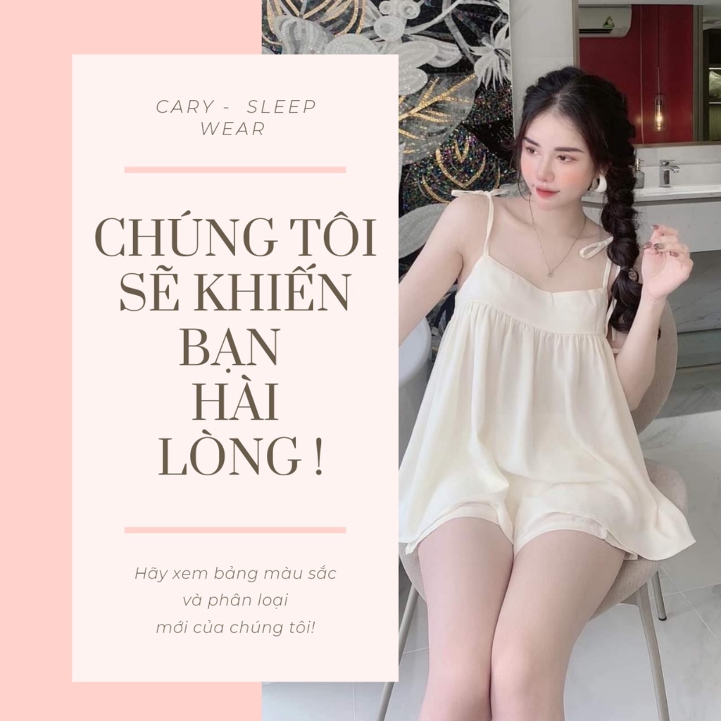 Set đồ ngủ hai dây họa tiết sexy, bộ ngủ 2 dây mặc nhà thoải mái mát mẻ CARY