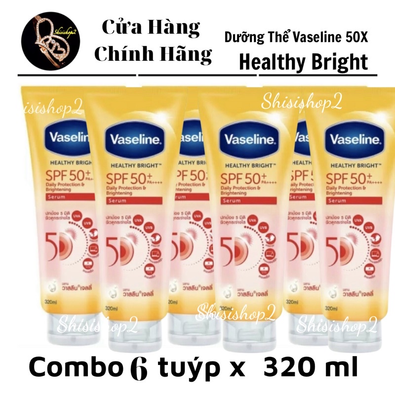 Dưỡng thể Vaseline 50X (combo 6 tuýp) Thái lan 320ml