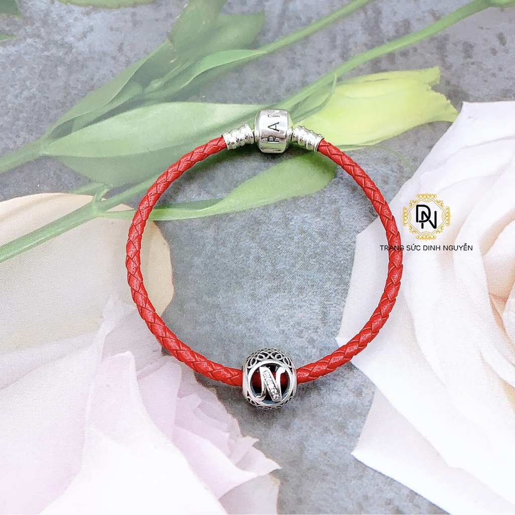 [Hàng cao cấp] Vòng tay bạc charm s925 🥰 Freeship 🥰 Vòng tay da chốt trụ bạc S925 ALE, mix charm tài lộc, may mắn 2021