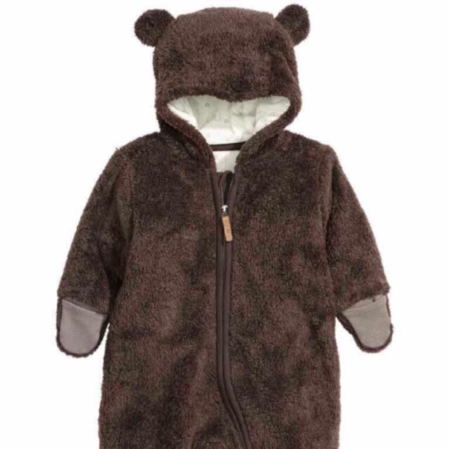 Body HM mũ tai gấu bông nỉ sơ sinh giá thanh lý (hết nâu)