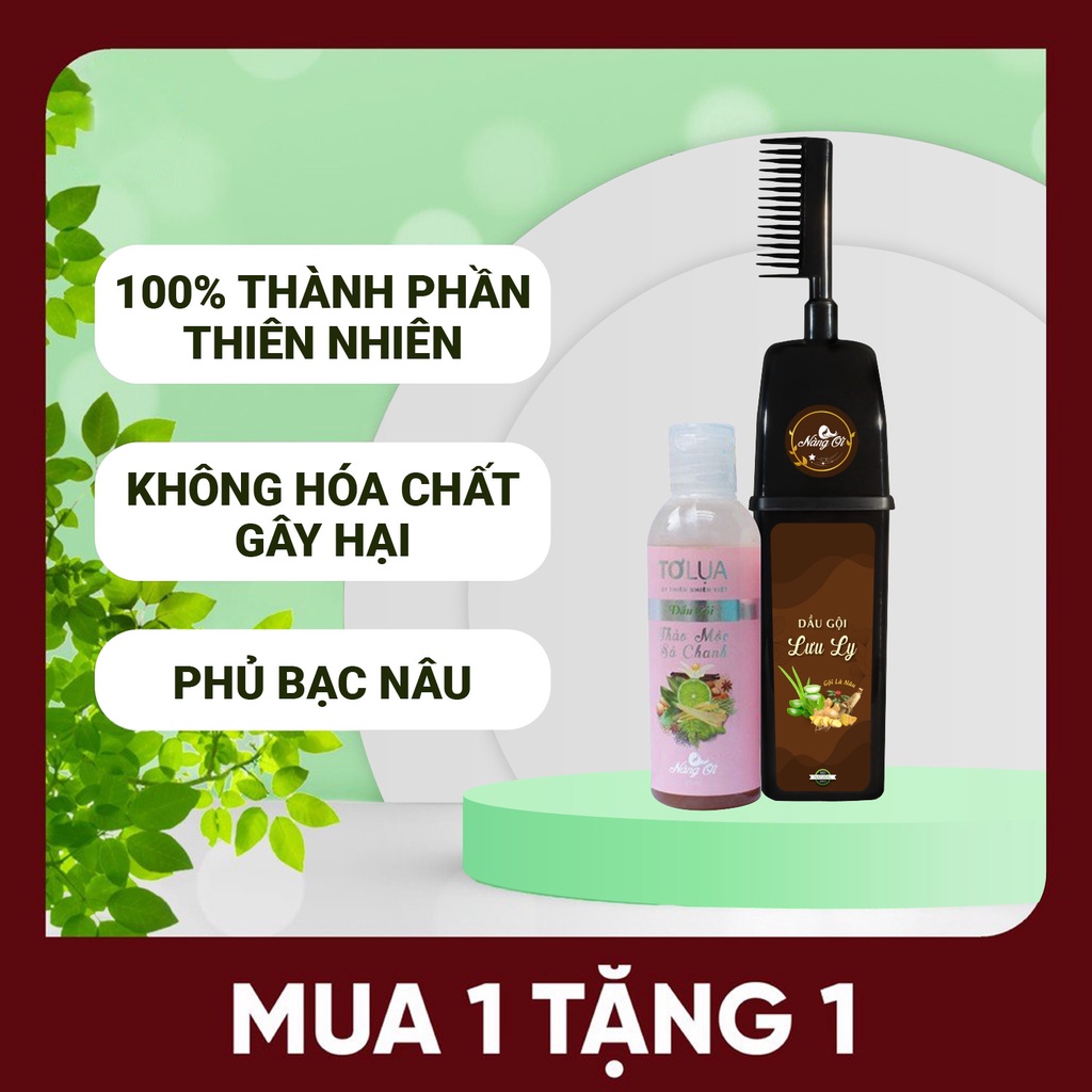 Dầu Gội Phủ Bạc Nhuộm Tóc Tự Nhiên Thảo Dược Lưu Ly Nàng Ơi - Tặng Dầu Gội Hà Thủ Ô Chính Hãng