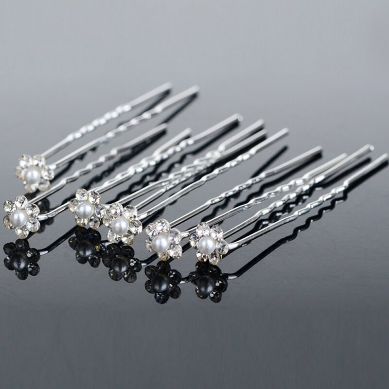 Set 40 Trâm Cài Tóc Hình Bông Hoa Đính Ngọc Trai Nhân Tạo Sang Trọng