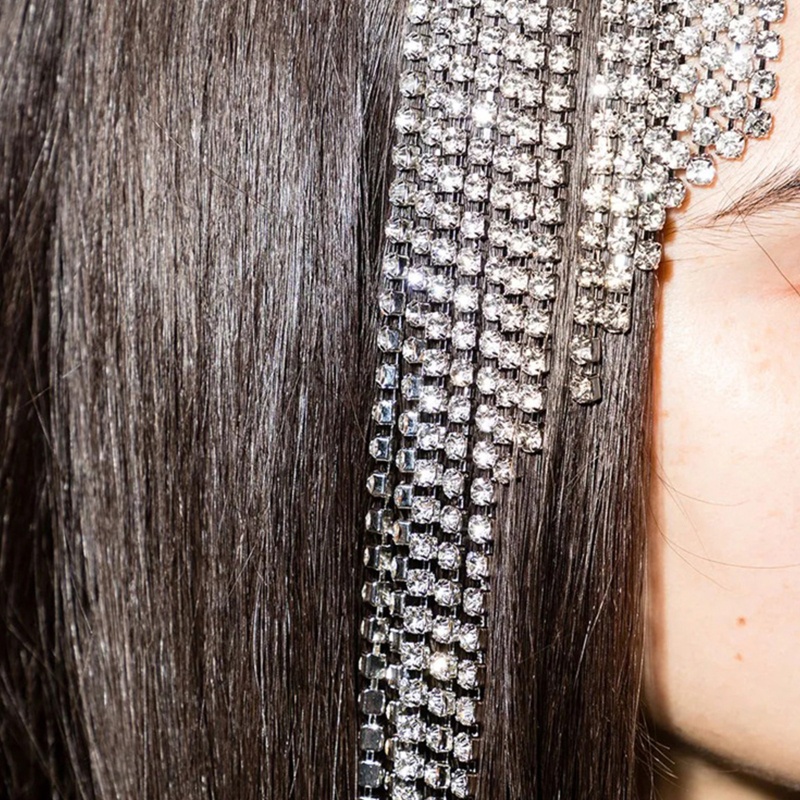 Flgo Chuỗi Cài Tóc Đính Đá Sang Trọng Cho Cô Dâu