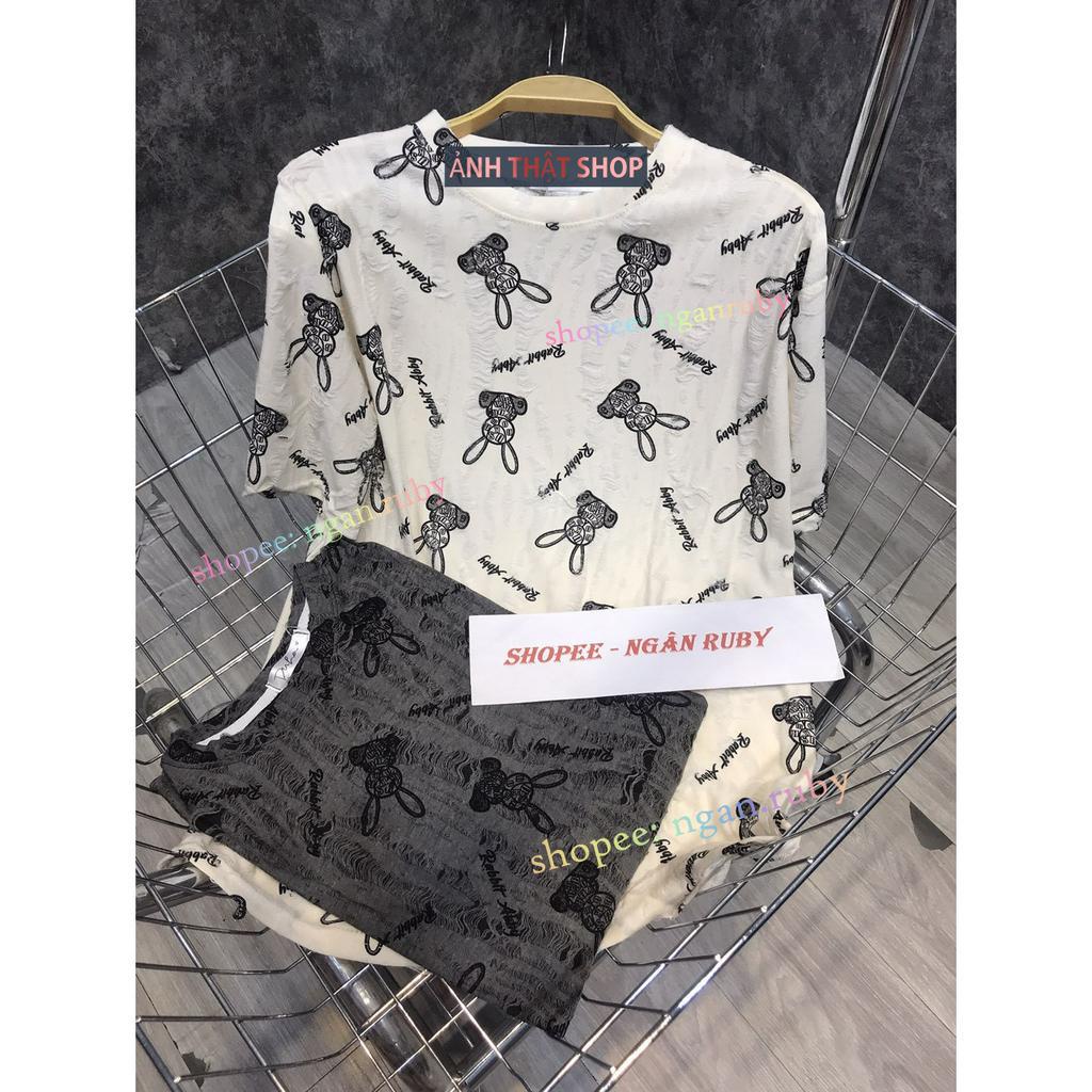 (Hàng Chữ Dập Chất Cotton Dày) Áo Chữ Dập Kèm Xích Cổ Chất Dày Mềm Mịn Mát Unisex