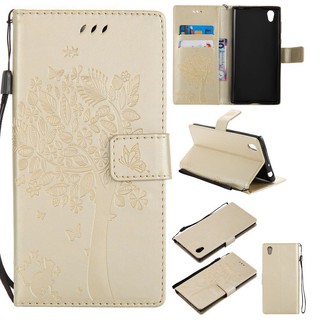 Bao da điện thoại in hình cây hoa dập nổi cho Sony Xperia L1/E6
