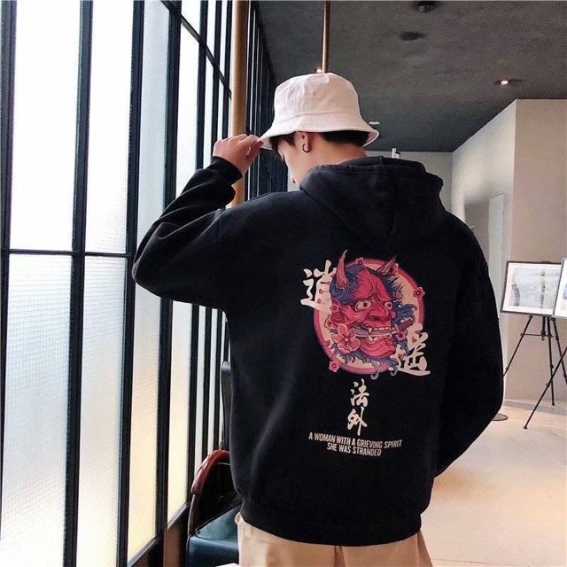 Áo hoodie unisex form rộng mặt quỷ HD00015 có big size vải nỉ bông ngoại day mịn | BigBuy360 - bigbuy360.vn