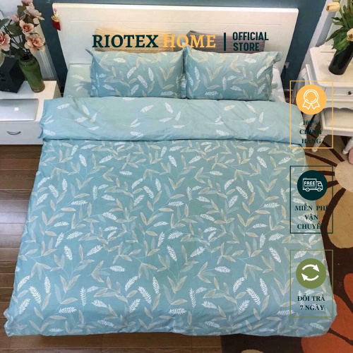 {Siêu Sale} Bộ 5 món chăn ga gối RIOTEX cotton lụa nhân tạo đủ kích thước 1m, 1.2m, 1.4m, 1.6m, 1.8m