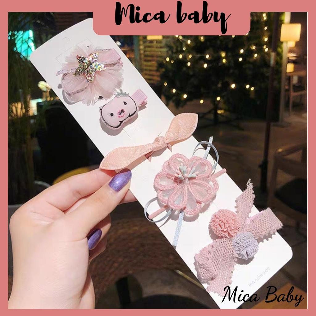 Set 5 kẹp tóc màu sắc cầu vồng đáng yêu cho bé Mica baby