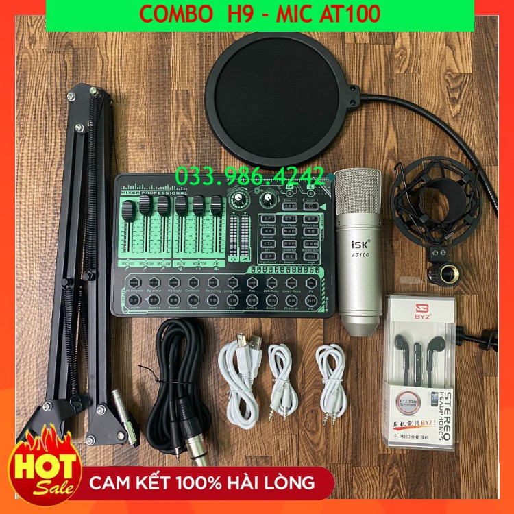 Trọn Bộ Sound Card H9 - Mic ISK AT100 ⚡FREESHIP⚡ Chuyên Dùng Để Thu Âm , Livestream Facebook , Bigo ... Dễ Dàng Lắp Đặt