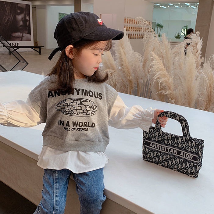 Áo Hoodie Giả Hai Lớp Thiết Kế Mới Thời Trang Theo Phong Cách Hàn Quốc Cho Bé Gái