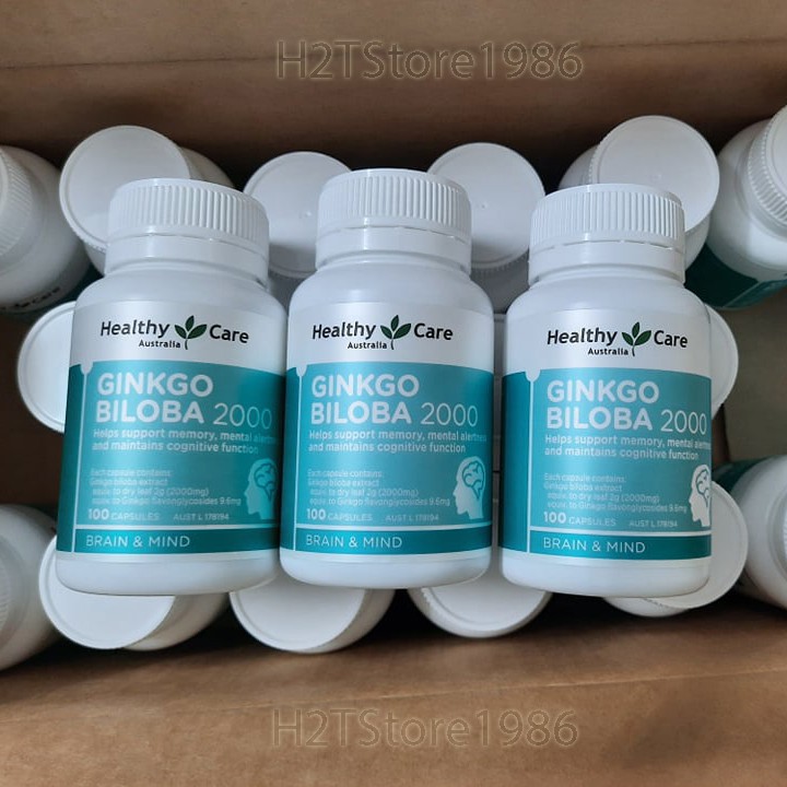Viên uống bổ não Ginkgo Biloba Healthy Care Úc 2000 (MẪU MỚI 2020)