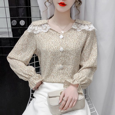 áo sơ mi hoa phối ren xinh yêu 2021