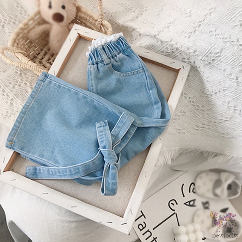 Quần Jean Denim Co Giãn Thời Trang Hàn Quốc Cho Bé Gái