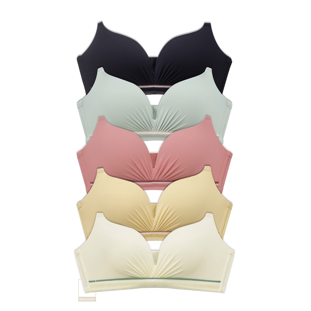 Áo lót mút vừa không gọng thun lạnh màu trơn dây vai đôi nâng ngực tự nhiên BOM SISTER A9441 | BigBuy360 - bigbuy360.vn