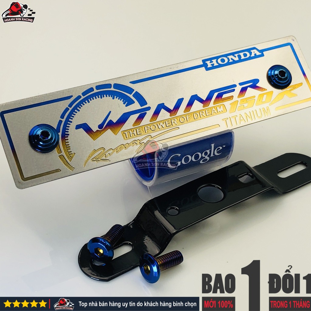 Bảng tên xe máy titan WINNER, WINNERX mẫu mới tặng kèm pass gắn và ốc titan